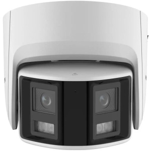 Camera supraveghere IP HikVision turret panoramic 4MP DS‑2CD2346G2P‑ISU/SL(2.8mm)(C) DarkFighter pentru lumina slaba, WDR 120 dB, H.265+, imagine panoramica completa, audio bidirectional integrat, strobe si alarma audio, detectie persoane si vehicule