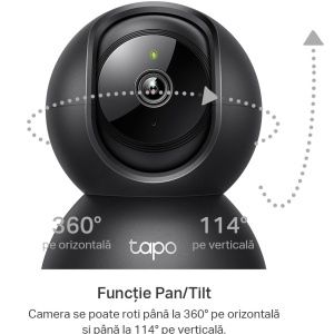 Camera TP-Link Tapo C201, 1080p Full HD, Pan/Tilt 360°/114°, Night Vision 12 m, detectie miscari cu notificari, audio bidirectional, microSD 512 GB, Privacy Mode, comenzi vocale Alexa/Google, criptare sigura - Img 2
