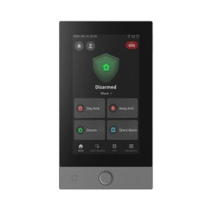 Centrala efractie HikVision tastatura cu ecran tactil de 7 inch DS-PK670MDW-HWE Black AX Hybrid Pro V2, previzualizare live, cititor de taguri integrat, 2 zone cablate, 1 iesire releu, control cheie wireless