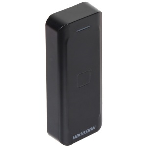 Cititor de carduri cu tastatura HikVision DS-K1802M, acces dual EM 125kHz si Mifare 13.56MHz, interfata Wiegand, protectie la exterior IP65, beeper audio integrat, carcasa material PC+ABS, design ergonomic si compact