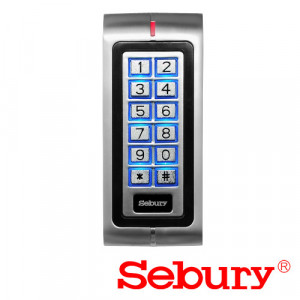 Controler acces stand-alone Sebury SEB-K2, carcasa metalica antivandal, cititor card EM 125kHz si tastatura, 1000 utilizatori, cod PIN, protectie tamper si alarma, montaj exterior, finisaj argintiu