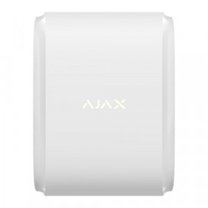 Detector miscare exterior tip cortina Ajax DualCurtain Outdoor Jeweller, doua fete, distanta 30m (2x15m), anti-masking, imunitate animale, IP54, zona de proximitate, distanta 1700m, autonomie 4 ani, alb