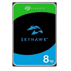 HDD intern Seagate SkyHawk 8TB ST8000VX010 3.5″ SATA3 5400RPM 256MB cache, optimizat pentru supraveghere video 24/7 in DVR/NVR, fiabilitate ridicata, suport pana la 64 camere, tehnologie RV pentru stabilitate