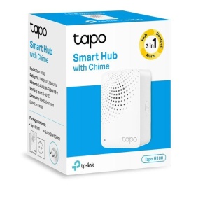 Hub inteligent TP‑Link Tapo H100, conectivitate fiabila pe distante mari, protocol wireless cu consum redus, coordoneaza senzori si alarme Tapo, compatibil cu 64 de dispozitive smart, sistem sonerie cu 19 tonuri, ideal pentru automatizare locuinta