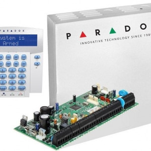 Kit alarmă Paradox SP6000(CT) + tastatură K32LX LCD cu modul wireless, cutie metalică AWO000EI cu transformator, 16-32 zone, compatibil senzori fum 2 fire