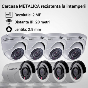 Kit Hikvision CCTV 8 camere dome/bullet TurboHD 2.0MP MK064-KIT14