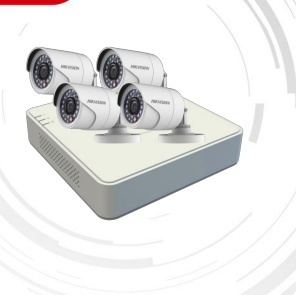 Kit supraveghere analogic HikVision 4 camere 2MP DS-J142I/7104HQHI-K1+4CAM H.265, redare sincron 1080p, H.265+ eficient, HDMI/VGA, management remote cu Hik-Connect