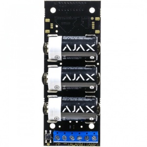 Modul integrare wireless Ajax Transmitter Jeweller, conectare senzori fir (NO/NC), distanta comunicare 1600m, alimentare 3x CR123A, iesire 3.3V pentru senzori, anti-sabataj, accelerometru, ideal pentru exterior, 868MHz