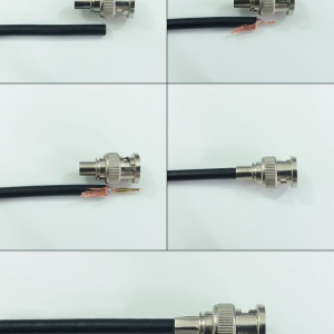 Mufa BNC MK016-BNC58 cu sertizare pentru cablu coaxial RG58, fabricata din metal de inalta calitate, conector rezistent pentru semnal video stabil, utilizata in sisteme de supraveghere analogica si echipamente radio, montaj sigur - Img 2