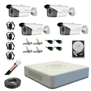 Sistem supraveghere video Hikvision 4 camere Full HD 1080P cu memorie stocare 1Tb inclusa