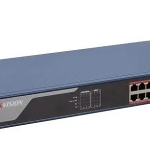 Switch gestionabil Hikvision DS‑3E1318P‑EI(B), 16×10/100 Mbps PoE + 2×Gigabit combo, buget PoE 230 W, suport 802.1Q VLAN, PoE watchdog pentru restart camere, STP/RSTP prevenire bucle, detectie cablu, transmisie PoE pana la 300 m si protectie supratensiune
