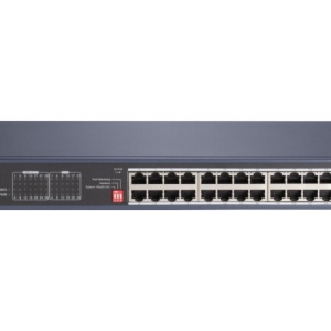 Switch Gigabit HikVision DS-3E0528HP-E Unmanaged, 20 porturi PoE, 4 porturi Hi-PoE (90W), 2 porturi RJ45 Uplink, 2 porturi SFP, PoE Watchdog, izolare porturi, mod Extend 300m, protectie 6KV