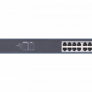 Switch HikVision 16 porturi PoE Gigabit cu web interface si doua porturi pentru fibra optica Gigabit DS-3E1518P-E