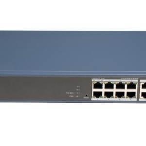 Switch PoE HikVision DS-3E1512HP-SI-8P2T2F, 8 porturi PoE + 2 porturi Gigabit + 2 porturi SFP, buget PoE 130W, 802.1Q VLAN, STP/RSTP, SNMP, QoS, protectie supratensiune 6kV