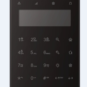Tastatura wireless LCD Hikvision DS-PK1-LT-WE(black) pentru sisteme alarma AX PRO, RF 868 MHz, ecran LCD, operare stay/away/disarm, panic/fire alert, 1200m range, tamper frontal/spate, baterii CR123