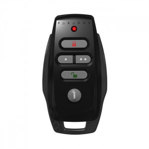 Telecomanda wireless bidirectionala Paradox REM25, 5 butoane, 6 comenzi, StayD, frecventa 433 MHz, confirmare optica si acustica, dezarmare criptata, rezistenta la umezeala, baterie CR2032, certificare EN Grad 2
