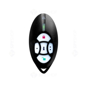 Telecomanda wireless REM2M cu 5 butoane, rezistenta la apa, iluminare fundal, semnal sonor, baterie CR2032 autonomie minim 2 ani, comunicatie 868 MHz, design compact negru