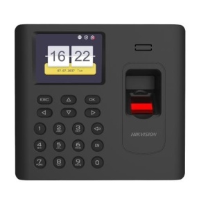 Terminal amprente si card Hikvision DS-K1A802AEF-B, cititor EM card integrat, capacitate 3000 amprente/3000 carduri/100.000 evenimente, TCP/IP, Wi-Fi, back-up baterie, ISUP5.0, ISAPI, alimentare 5V DC
