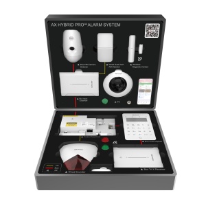 Valiza demo AX HYBRID PRO Hikvision DS-PA502-DB-HWE, cutie demonstrativa all-in-one cu centrala integrata, detectoare wired si wireless, verificare alarma cu imagine si video, configuratie pre-cablata plug and play