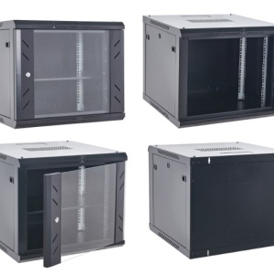 Cabinet Rack 4U metalic OEM RACK4U-60x45, montaj pe perete, standard 19 inch, adancime 450 mm, latime 600 mm, culoare negru, sarcina 60kg, usi laterale detasabile, protectie IP20, livrare dezasamblat, tabla 0.9mm