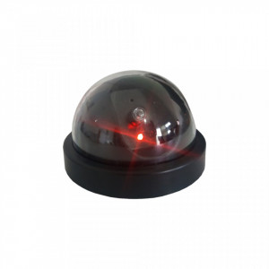 Camera de supraveghere falsa tip dome MK002-CAMF, fabricata din plastic rezistent, dotata cu LED rosu intermitent la interval de 2 secunde, alimentare 2 baterii AA 1.5V, rol de descurajare eficienta si aspect realist