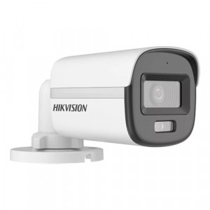 Camera supraveghere Analog HD Hikvision Mini Bullet 2MP DS-2CE10DF0T-LFS(2.8mm), tehnologie ColorVu si Smart Hybrid Light, rezolutie Full HD 1080p, imagini color 24/7, microfon incorporat, IR si lumina alba 20m, IP67