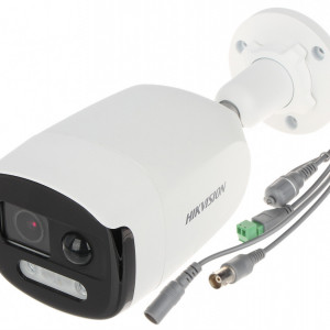 Camera supraveghere analogica Bullet 2 MP HikVision DS-2CE12DFT-PIRXOF(2.8mm), ColorVu (imagini color 24/7), senzor PIR, sirena audio, lumina stroboscopica rosu/albastru, WDR 130dB, lumina calda 40m, IP67, 4 in 1 (TVI/AHD/CVI/CVBS) - Img 2