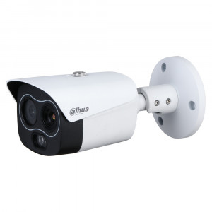 Camera supraveghere IP Termica Dahua Mini Hybrid TPC-BF1241-B3F4-S24, senzor optic 4MP, rezolutie termica 256 x 192, lentila termala 3.5mm, lentila optica 4mm, IR 30m, detectie caldura si fum, clasificare om/vehicul, DWDR, slot card 256GB, IP67, PoE