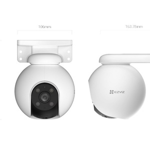 Camera supraveghere IP Wi-Fi Ezviz PT Dome 5MP CS-H8 (5MP,4mm), exterior, Color Night Vision, IR 30m, lentila 4mm, detectie AI persoane si vehicule, waving hand, slot card 512GB, Digital WDR, 3D DNR, rezistenta la apa - Img 2