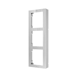 Carcasa interfon montaj aparent HikVision DS-KD-ACW3/S, rama modulara pentru 3 module, material otel inoxidabil de inalta calitate, include 3 panouri frontale, capac buton si accesorii necesare instalarii, design robust - Img 1