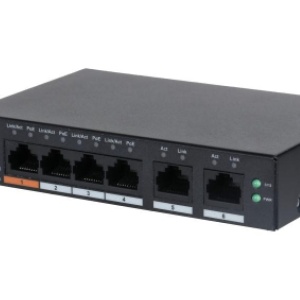 Cloud Managed Switch Dahua CS4006‑4ET‑60, 6‑porturi desktop cu 4 porturi PoE, compatibil IEEE802.3/3u/3x/3ab, suporta IEEE802.3af/at/Hi‑PoE, intelligent PoE, management PoE, carcasa metalica dust‑proof, temperatura operare larga