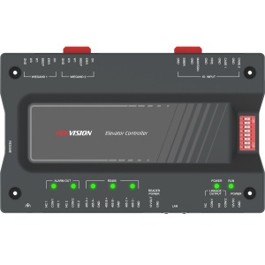Controler acces HikVision DS-K2220X-P, master elevator controller, TCP/IP & RS-485, 2× Wiegand/RS485 reader support, 10,000 users, 30,000 cards, 10,000 fingerprints, 100,000 events, alarm I/O, DIN-rail