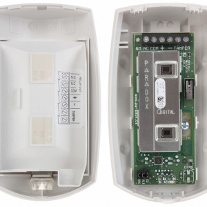 Detector de miscare digital Paradox DG75, 2x dual PIR, imunitate animale 40kg, 11x11m, 90 grade, algoritm Digital Shield, optica de inalta performanta, releu NC, protectie RFI/EMI, certificare EN Grad 2 - Img 3