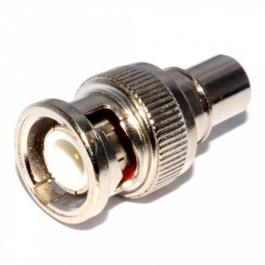 Mufa BNC MK016-BNC58 cu sertizare pentru cablu coaxial RG58, fabricata din metal de inalta calitate, conector rezistent pentru semnal video stabil, utilizata in sisteme de supraveghere analogica si echipamente radio, montaj sigur