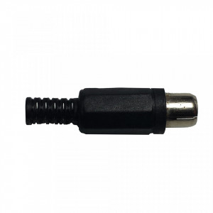 Mufa RCA mama Mekpro MK030-RCAMN, constructie din plastic rezistent, culoare neagra, ideala pentru conexiuni audio si video in sisteme de securitate sau multimedia, montaj facil pe cablu, conexiune stabila si sigura