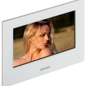 Post interior interfonie IP 2-wire HikVision DS-KH6320-WTE2-W, ecran tactil capacitiv 7 inch, Wi-Fi, suport card TF 32GB, 8 intrari alarma, deblocare de la distanta prin aplicatie, vizualizare camere live - Img 3