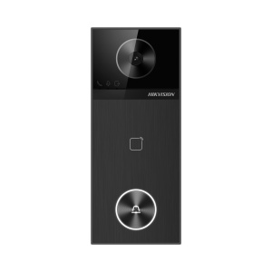 Post videointerfon exterior IP Hikvision DS-KV6114-WBE1, 4MP, unghi vizual 150°, control 2 incuietori, deblocare card/Bluetooth/Hik-Connect, inregistrare video, PoE IEEE802.3at, microfon si difuzor integrate