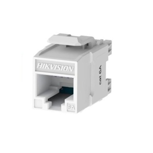 Set 50 mufe Keystone Cat6A UTP 180° Hikvision DS-1CK6AU180T White, punch down, pentru cabluri neecranate solid/litat 22-24AWG, terminatii IDC placate aur 50u, compatibile TIA568A/TIA568B, ANSI/TIA-568.2-D, ISO/IEC11801, RoHS 2.0
