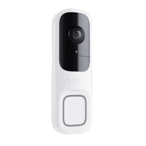 Sonerie video wireless AJAX Doorbell (White), AI recunoastere persoane/animale/vehicule, camera HDR 4MP, unghi 155°/90°, IR 6m, PIR detectie miscare 4m, difuzor 1.5W, volum 85dB, Wi-Fi 2.4GHz, radio 1700m, baterie backup, IP54, dimensiuni 145x47x34mm