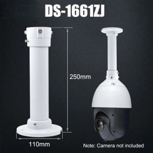Suport de tavan tip pendul Hikvision DS-1661ZJ pentru camere PTZ, lungime brat 20cm, fabricat din aliaj de aluminiu, culoare Hikvision White, design robust pentru exterior si interior, ideal pentru montaj in spatii cu tavan inalt sau depozite - Img 6