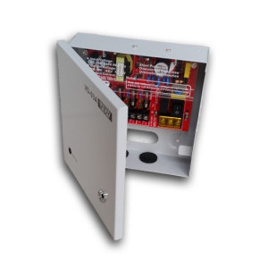 Sursa de alimentare in comutatie Vidy VD-03A, iesire reglabila 12V-14V DC, curent total 3A, dotata cu 4 iesiri protejate individual, carcasa metalica de distributie tip box, ideala pentru sisteme de supraveghere video CCTV si securitate