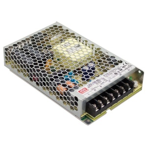 Sursa de alimentare Mean Well LRS-150-12, iesire 12V 12.5A, putere 156W, design ultra-subtire 30mm, eficienta ridicata, functionare intre -30 si +70 grade C, ideala pentru benzi LED si sisteme de securitate profesionale