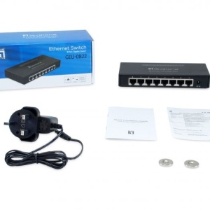 Switch Gigabit Level1 GEU-0822 Unmanaged, 8 porturi 10/100/1000Mbps, capacitate switching non-blocking, suport 9K Jumbo Frames, eficienta IEEE 802.3az, arhitectura Store-and-Forward, montaj desktop sau perete, fanless - Img 2