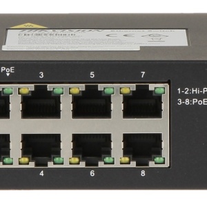 Switch PoE 8 Porturi Gigabit HikVision DS-3T0510HP-E/HS, Pro Series, 2 porturi Hi-PoE 90W (802.3bt), 2 porturi SFP Fiber, PoE Watchdog, temperaturi extreme (-30°C la 65°C), protectie 6KV, carcasa metalica, Fanless - Img 2