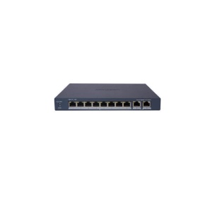 Switch PoE HikVision DS-3E1510P-EI V2, 8 porturi Gigabit PoE + 2 porturi Gigabit, buget PoE 110W, VLAN, STP/RSTP, monitorizare PoE, PoE pana la 300m, management HPP Cloud, montaj birou/perete