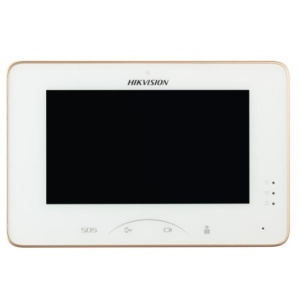 Videointerfon IP HikVision DS‑KH8300, ecran capacitiv touch 7″ 1024×600, comunicare audio/video hands‑free, monitorizare statii usa si camere externe, deblocare remote, suport TF card, suport 8 zone alarma, panic call, upload mesaje alarma