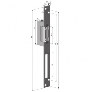 Yala electromagnetica Fail Secure ASSA ABLOY YB17-12D-LM, alimentare 12Vcc, consum redus 230mA, parghie de deblocare manuala, include placa suport lunga, ideala pentru sisteme de control acces, interfonie si securitate