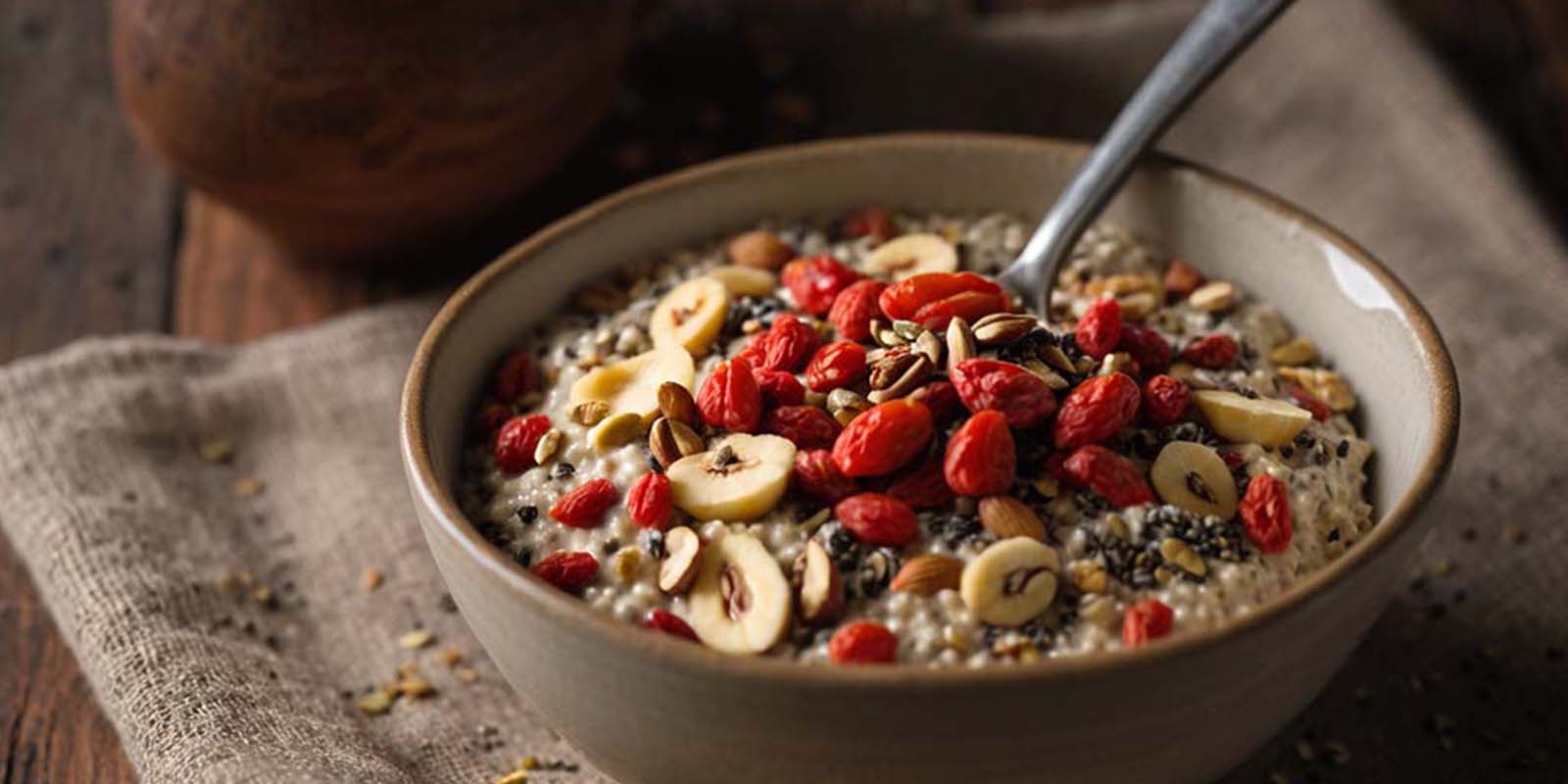 Terci de ovăz cu fructe de Goji pentru micul dejun