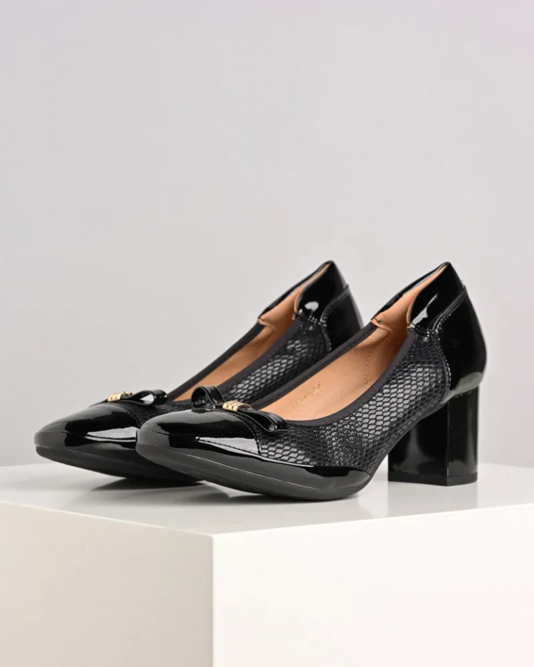 Ženske cipele na deblju štiklu L762404 crne