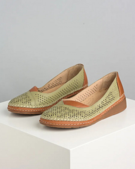 Maslinaste kožne ženske cipele Vidra leder, slika 2